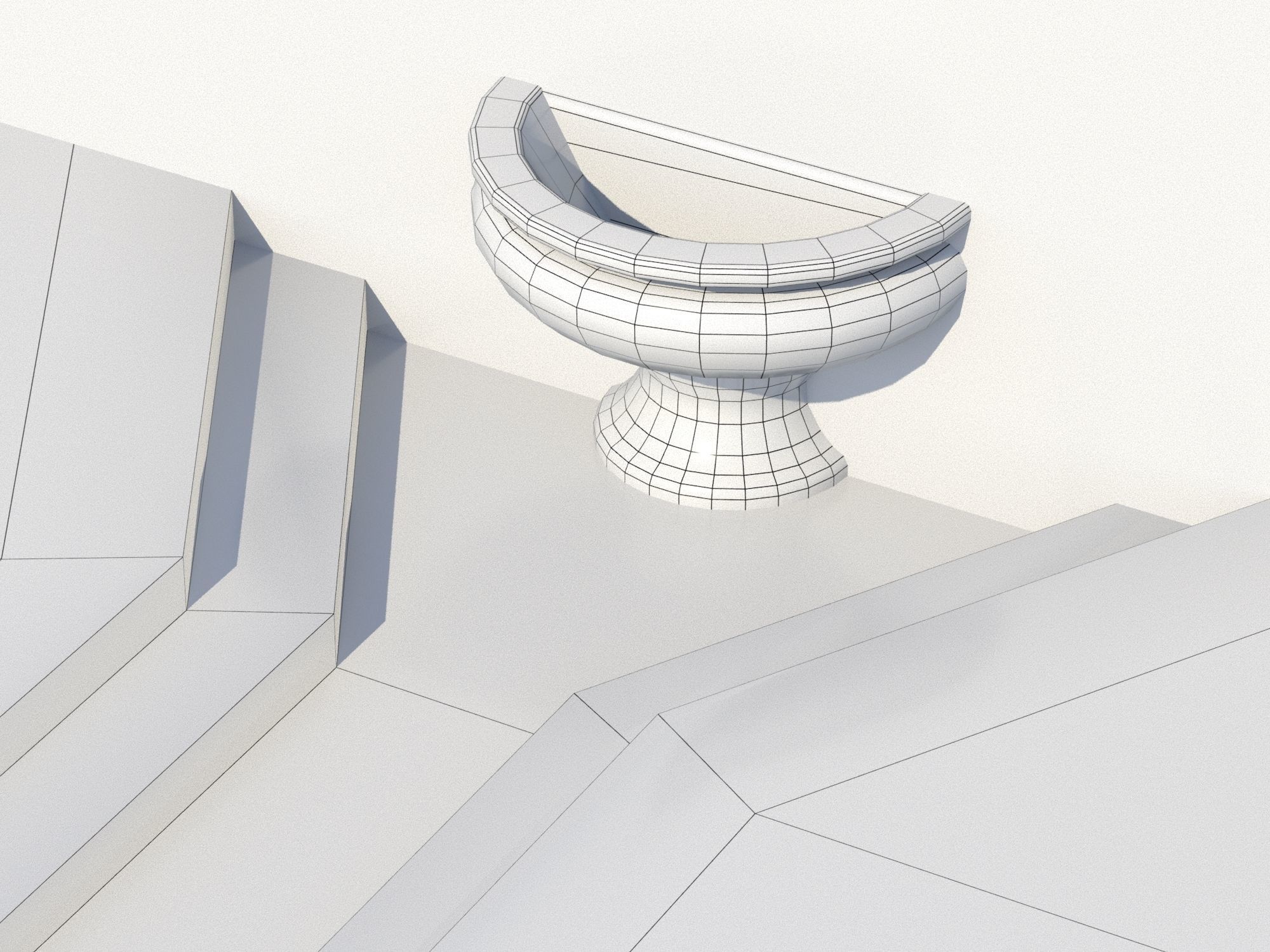 Fountain 5 game-ready with shadow Low-poly 3D model_10