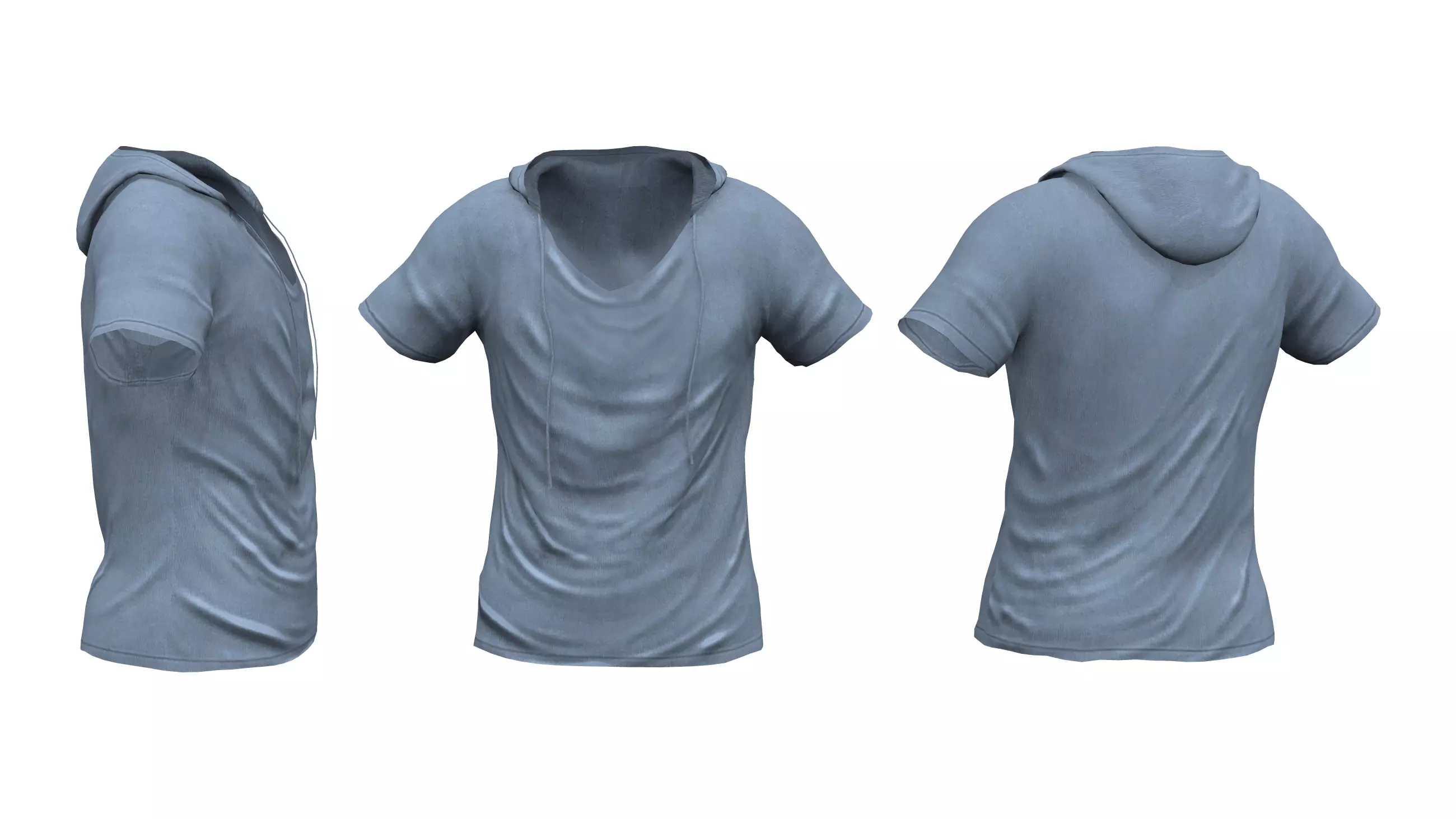 Male Hooded Loose T-shirt Low-poly 3D model