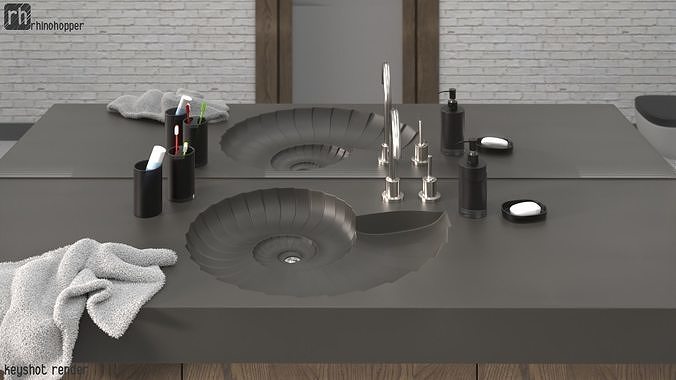 Ammonite Washbasin by HighTech Design Low-poly 3D model