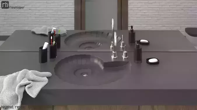 Ammonite Washbasin by HighTech Design Low-poly 3D model
