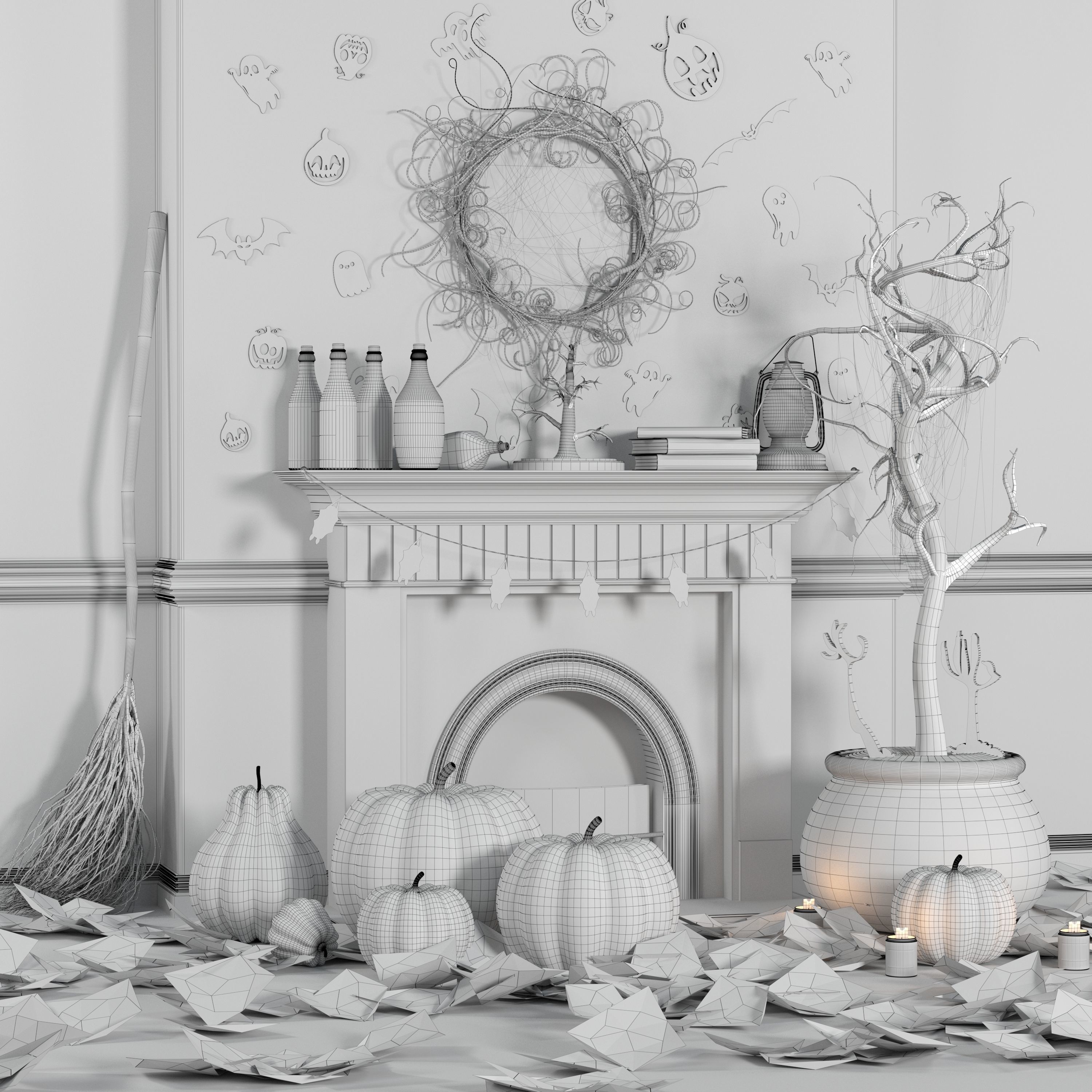 decorative set for holloween 3D model_3