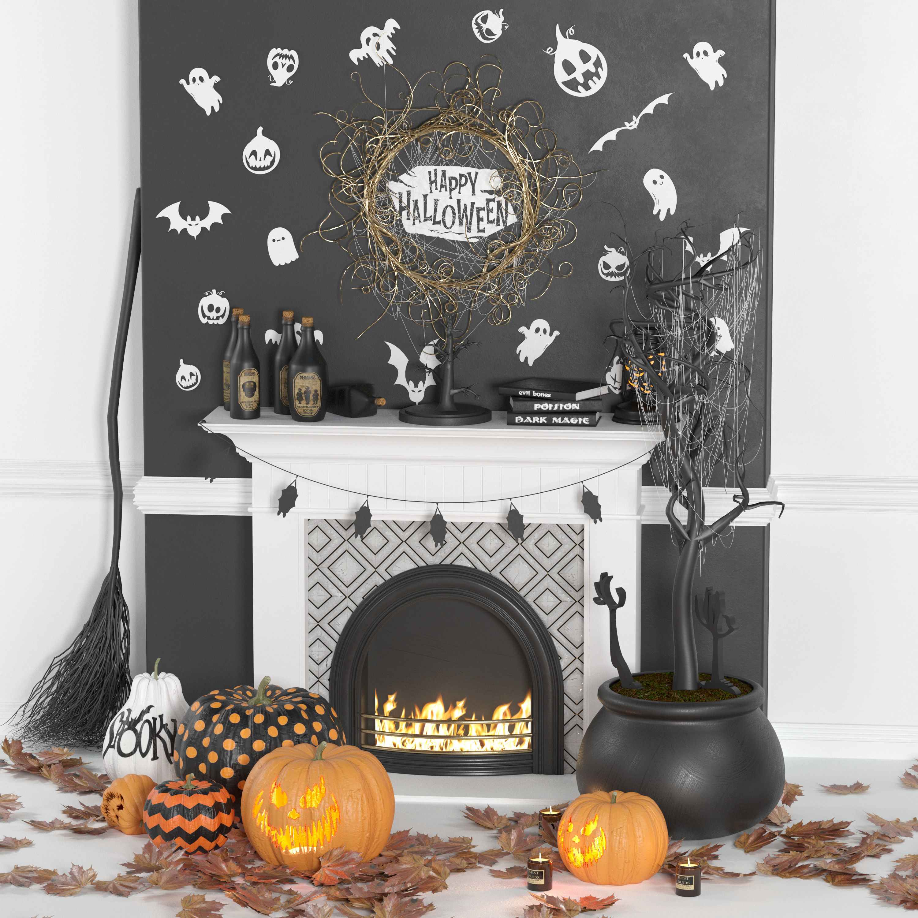 decorative set for holloween 3D model_1