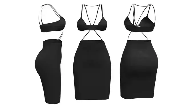 Pencil Skirt Strappy Cutout Dress Low-poly 3D model