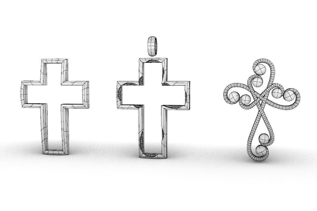 Two-tone cross pendant 3D print model_8