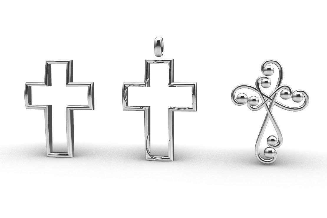 Two-tone cross pendant 3D print model_7