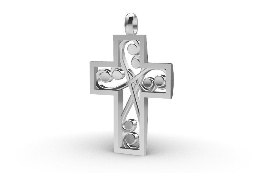 Two-tone cross pendant 3D print model_3