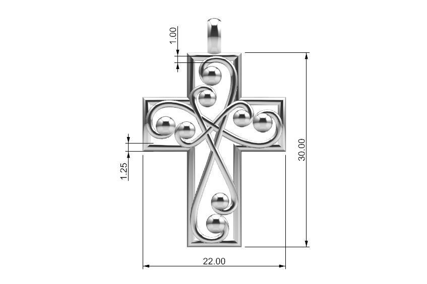 Two-tone cross pendant 3D print model_2