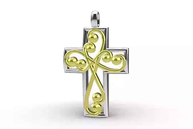 Two-tone cross pendant