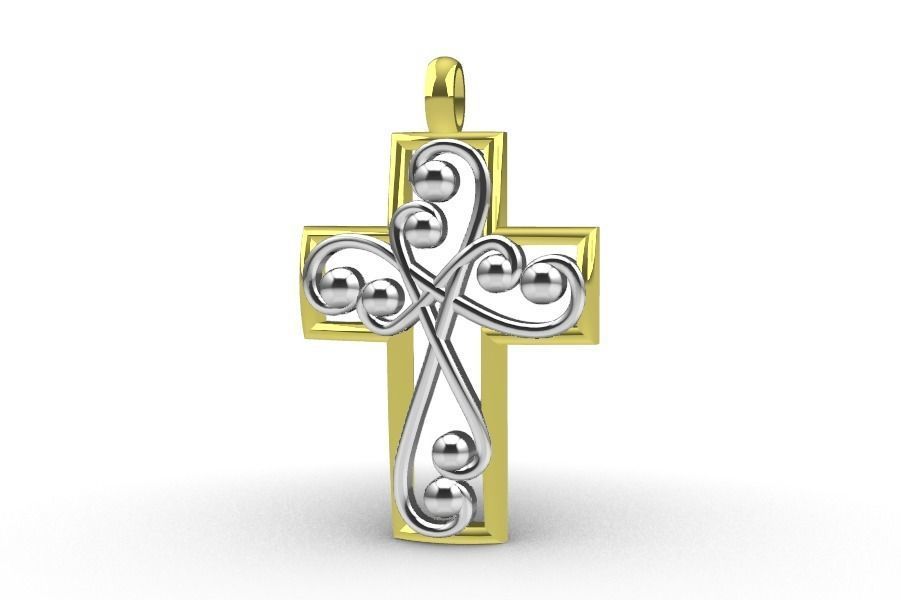 Two-tone cross pendant 3D print model_1
