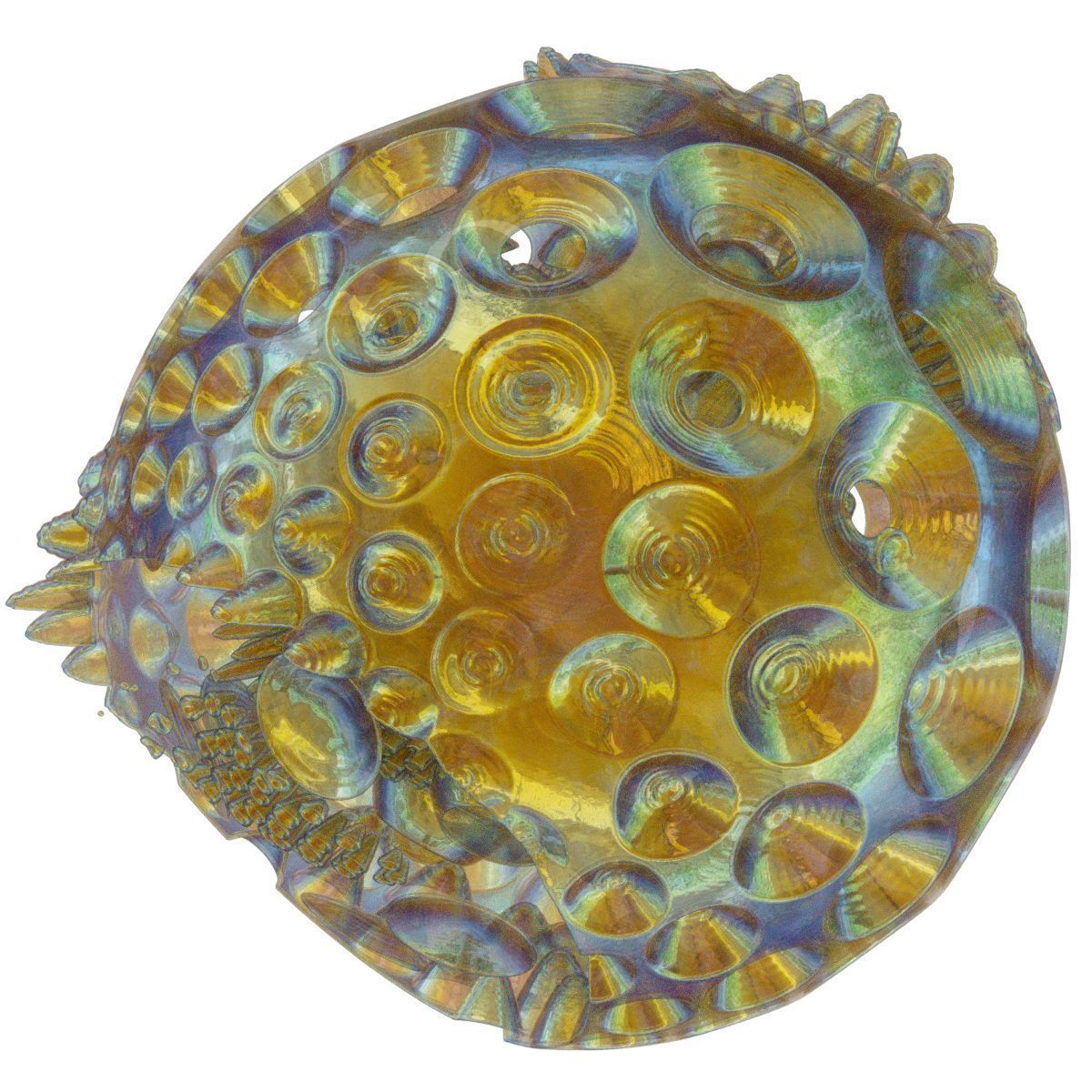 Virus glass bead with gold and swirls Low-poly 3D model_7