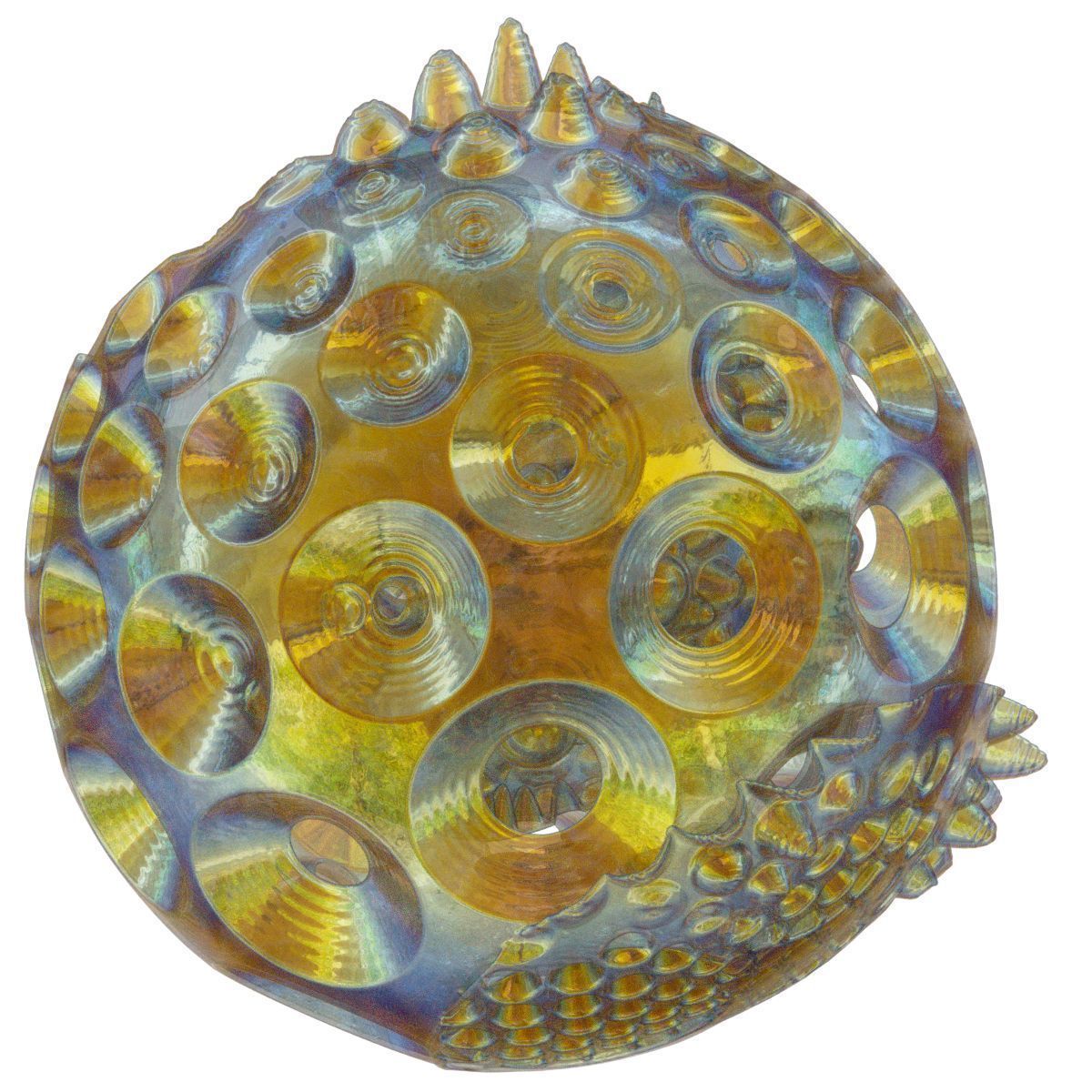 Virus glass bead with gold and swirls Low-poly 3D model_5