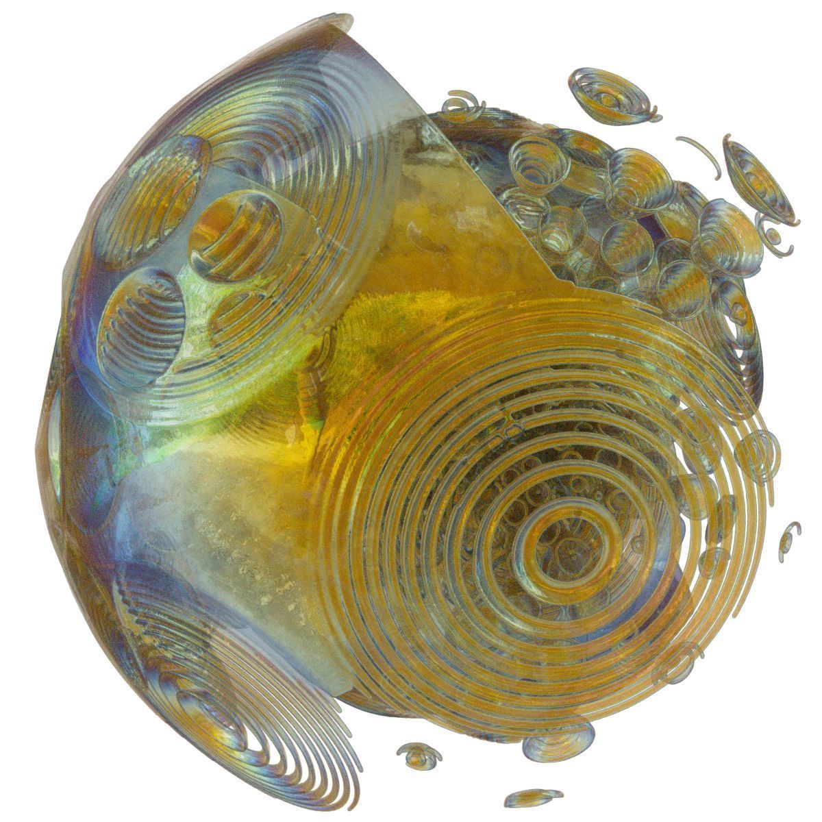 Pebble spherical glass sculpture 3D model_2
