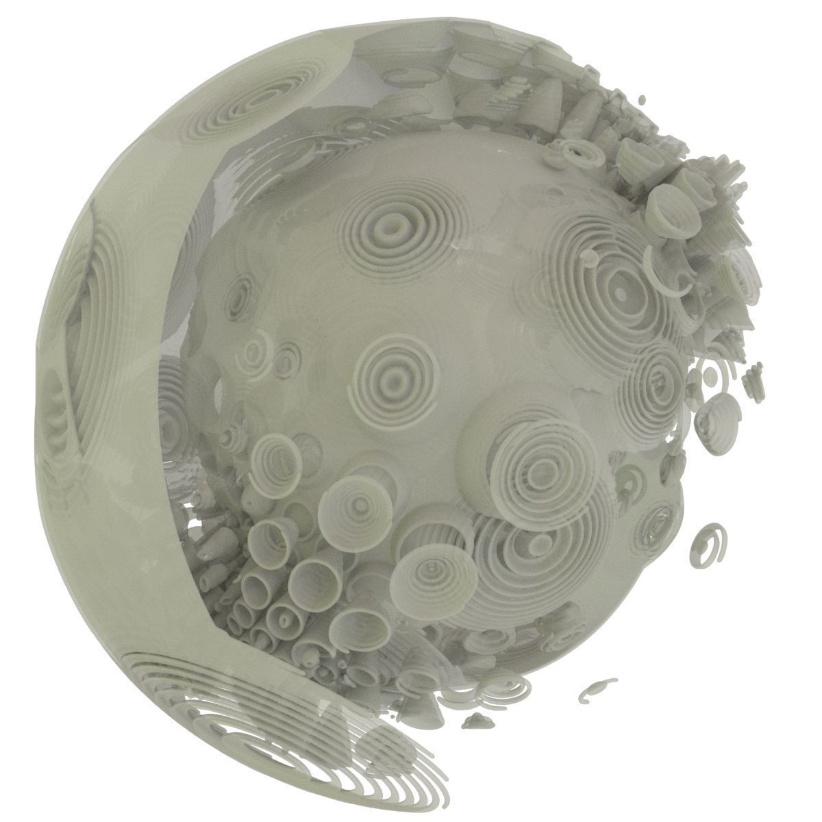 Pebble spherical glass sculpture 3D model_9