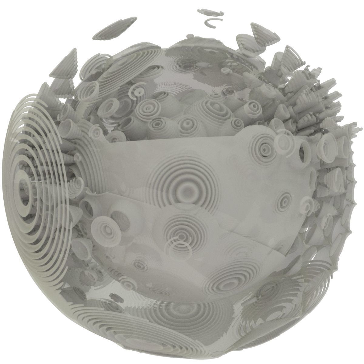 Pebble spherical glass sculpture 3D model_8
