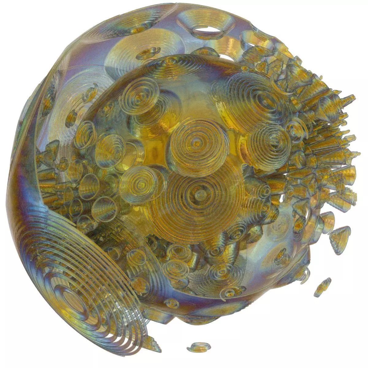 Pebble spherical glass sculpture 3D model_0