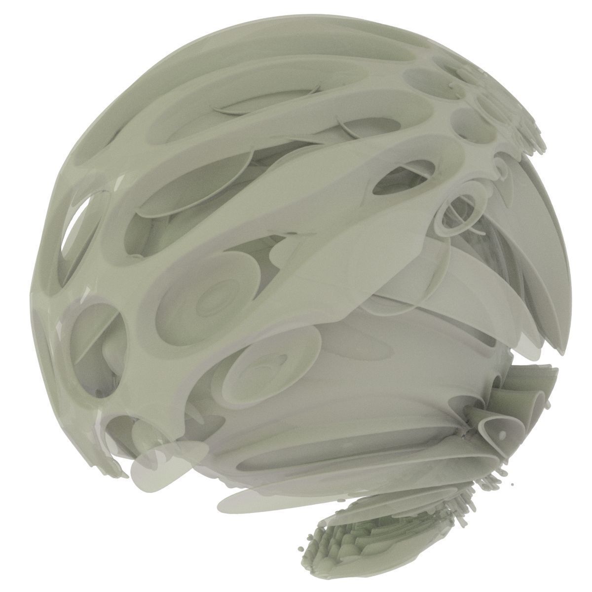 Bubbly gold and blown glass flower at Low-poly 3D model_9