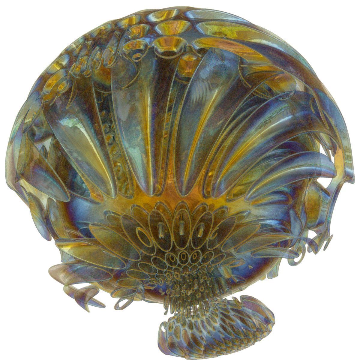 Bubbly gold and blown glass flower at Low-poly 3D model_5