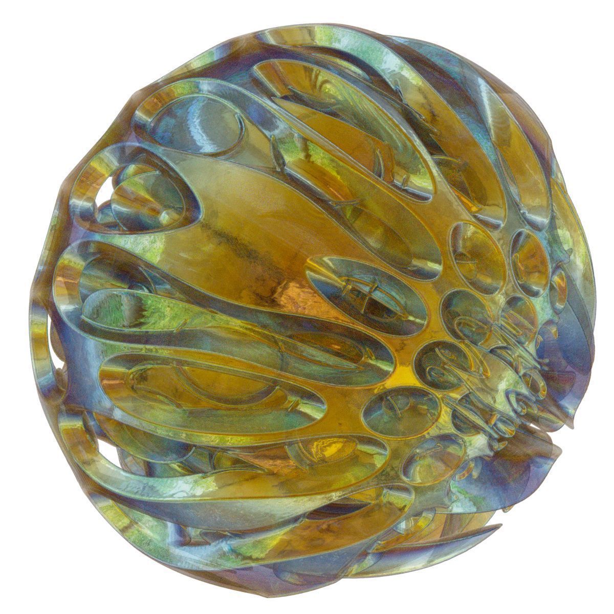 Bubbly gold and blown glass flower at Low-poly 3D model_4