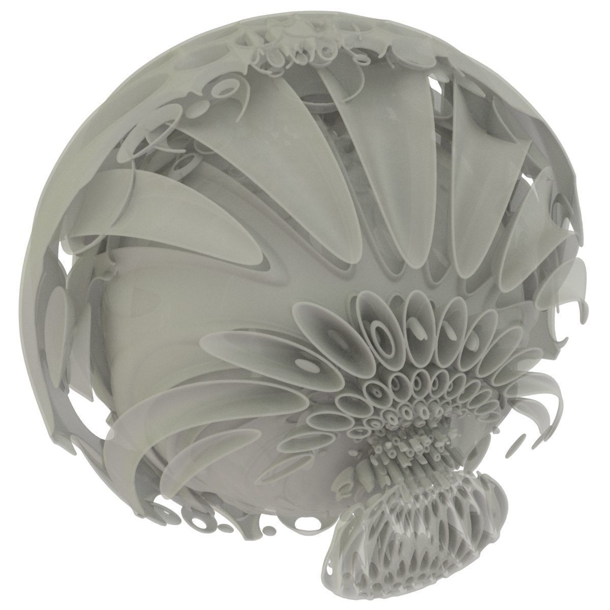 Bubbly gold and blown glass flower at Low-poly 3D model_8