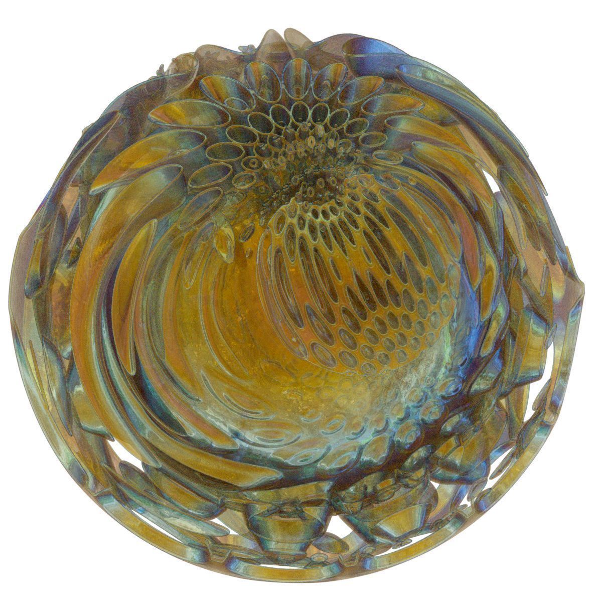 Bubbly gold and blown glass flower at Low-poly 3D model_6