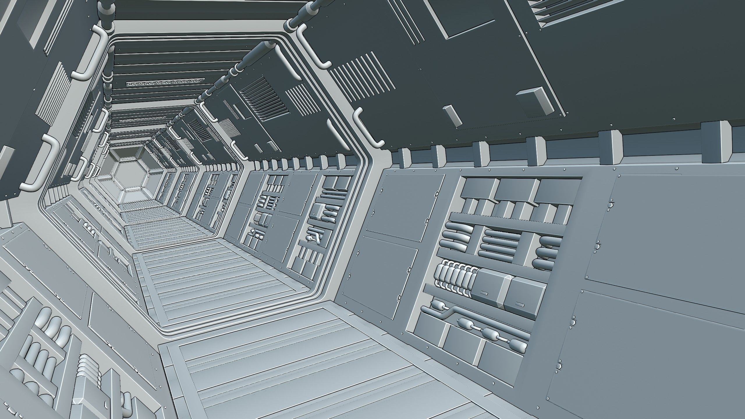 Space Station Corridor 3D model_9