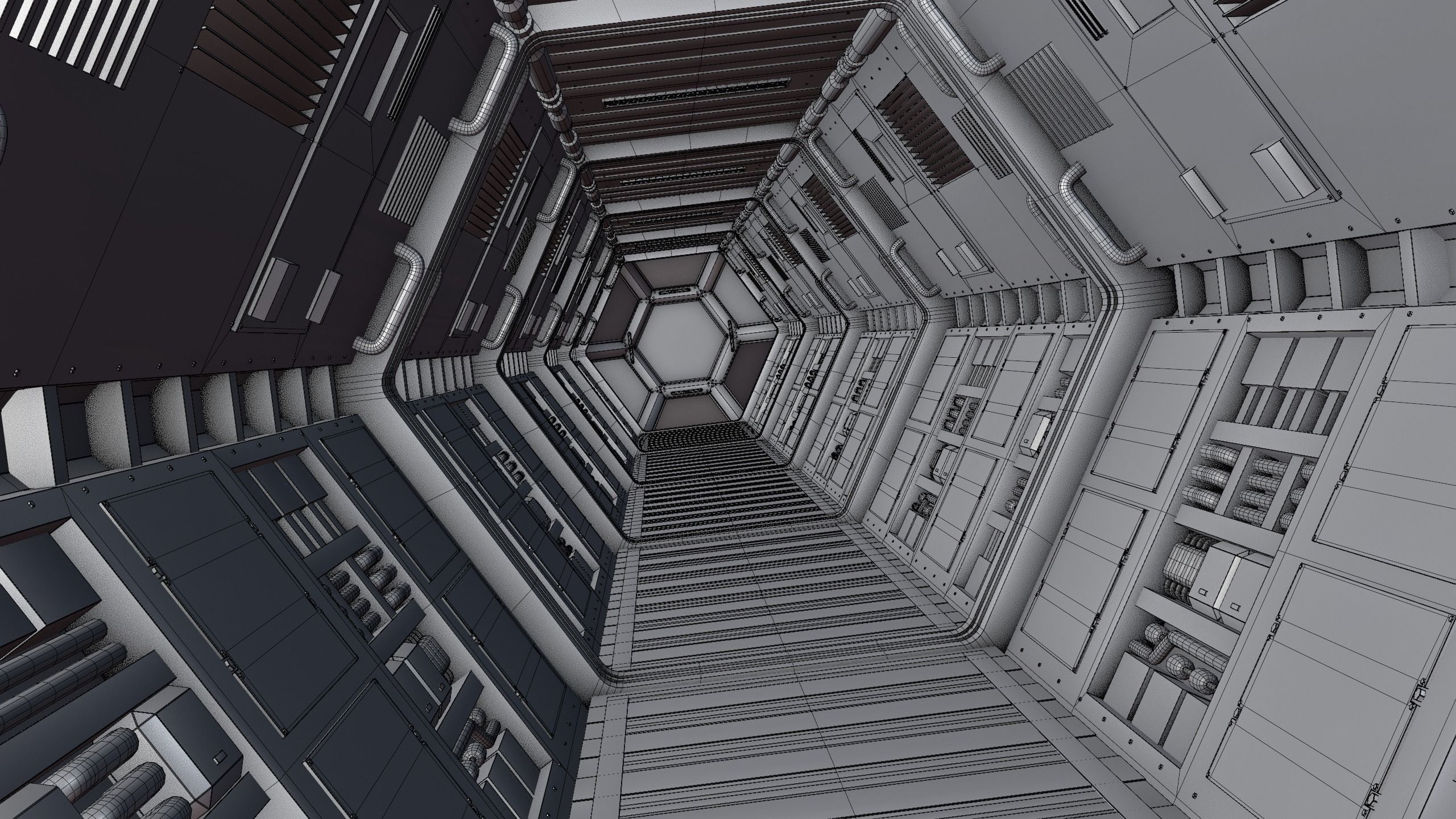 Space Station Corridor 3D model_4