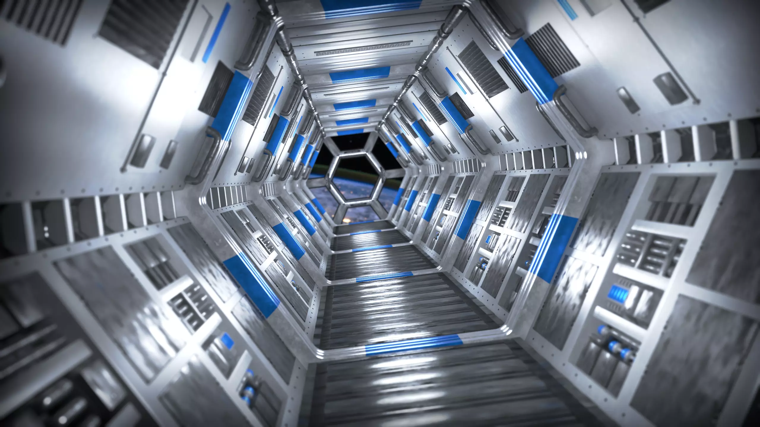 Space Station Corridor 3D model_0