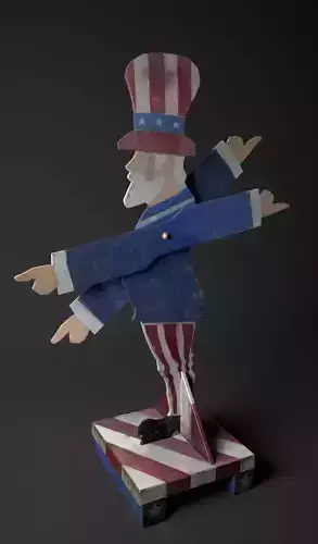 Weathercock wooden statue of american flag