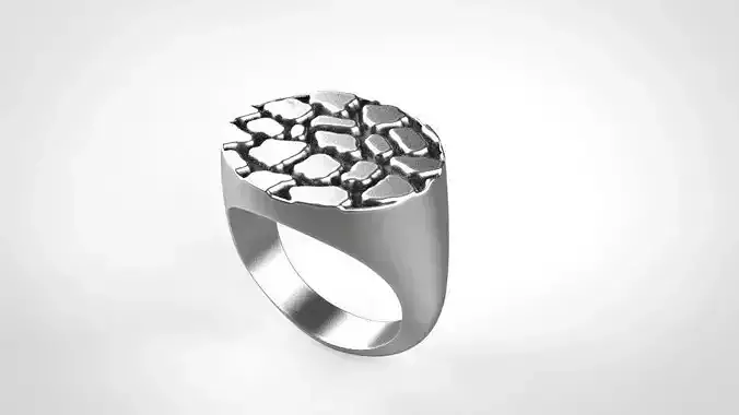 Signet ring circle Rock pattern 