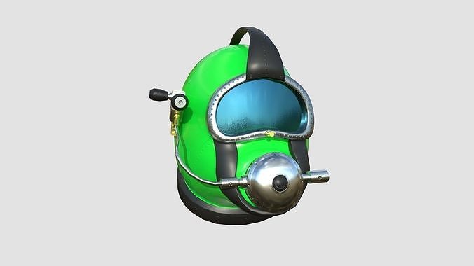 Diving Helmet B 04 Green - Character Design Fashion Low-poly 3D model