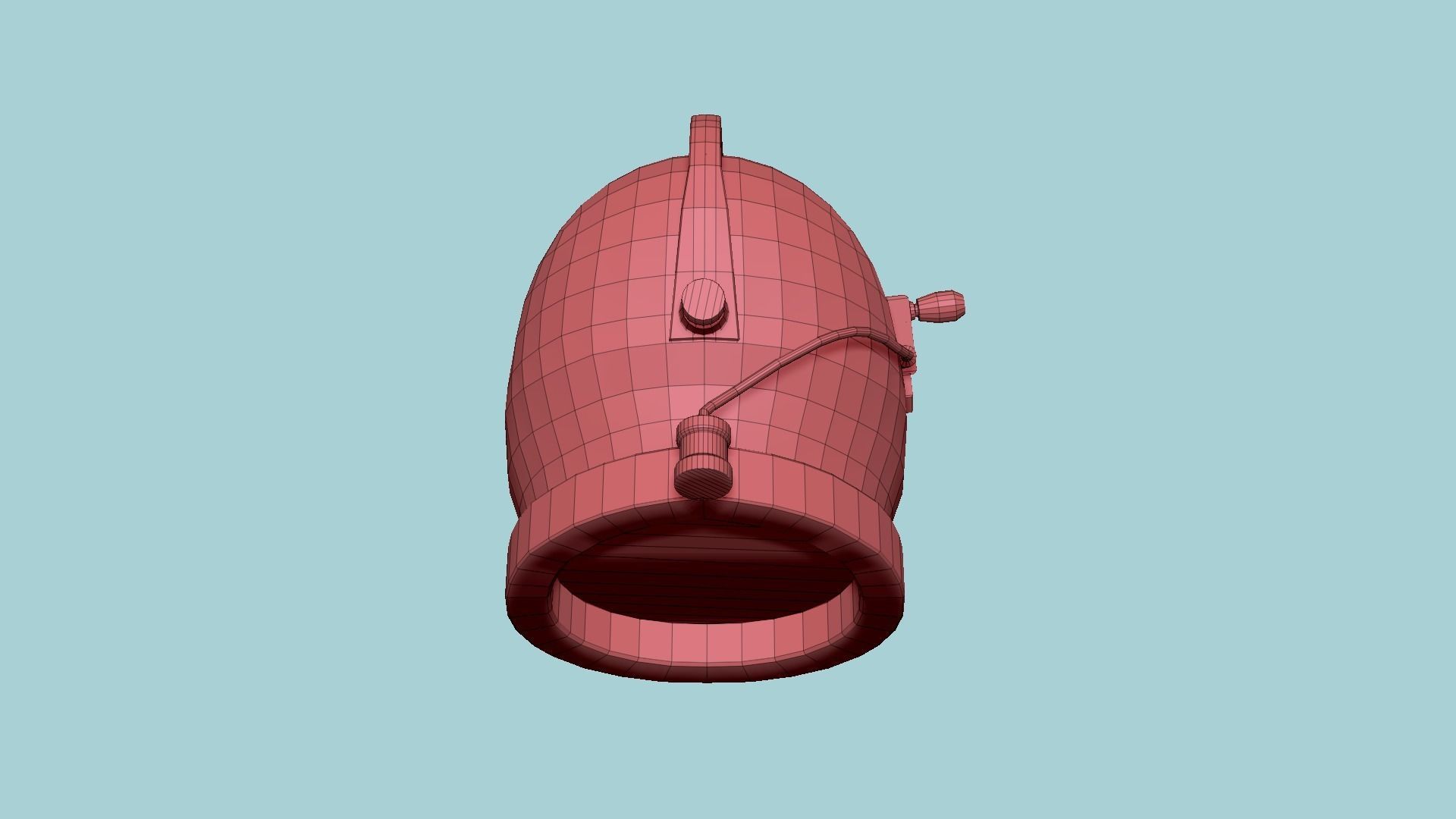 Diving Helmet B 05 Red - Character Design Fashion Low-poly 3D model_15