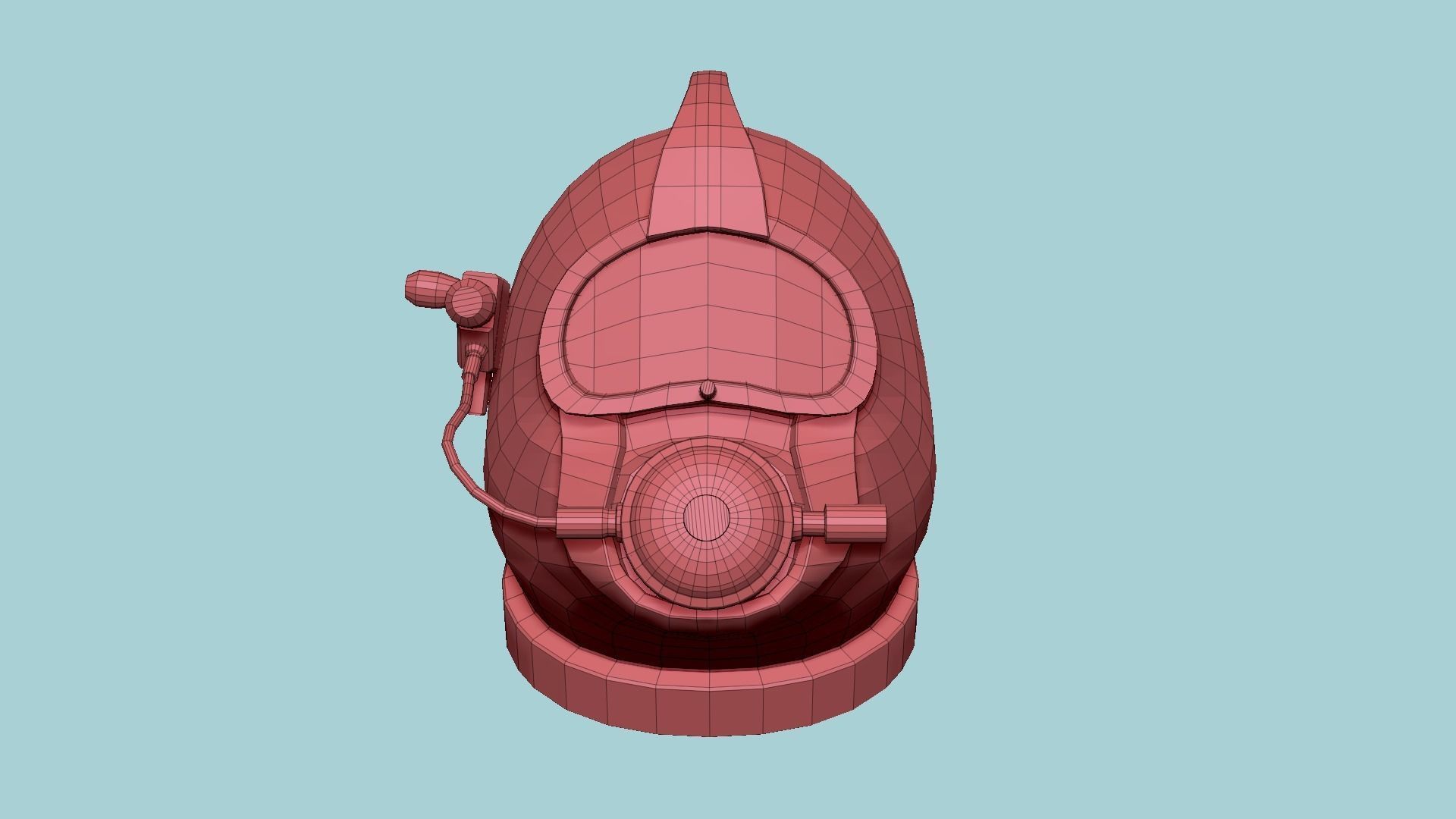 Diving Helmet B 05 Red - Character Design Fashion Low-poly 3D model_13