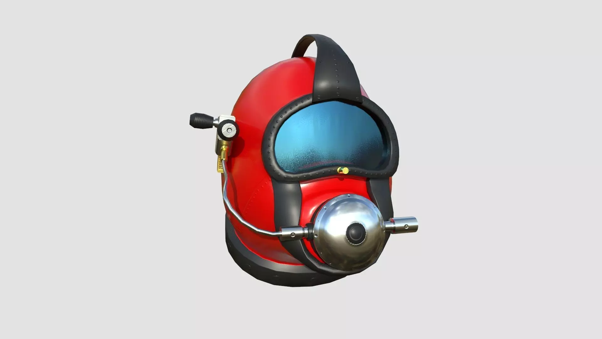 Diving Helmet B 05 Red - Character Design Fashion Low-poly 3D model_0