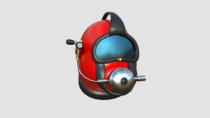Diving Helmet B 05 Red - Character Design Fashion Low-poly 3D model