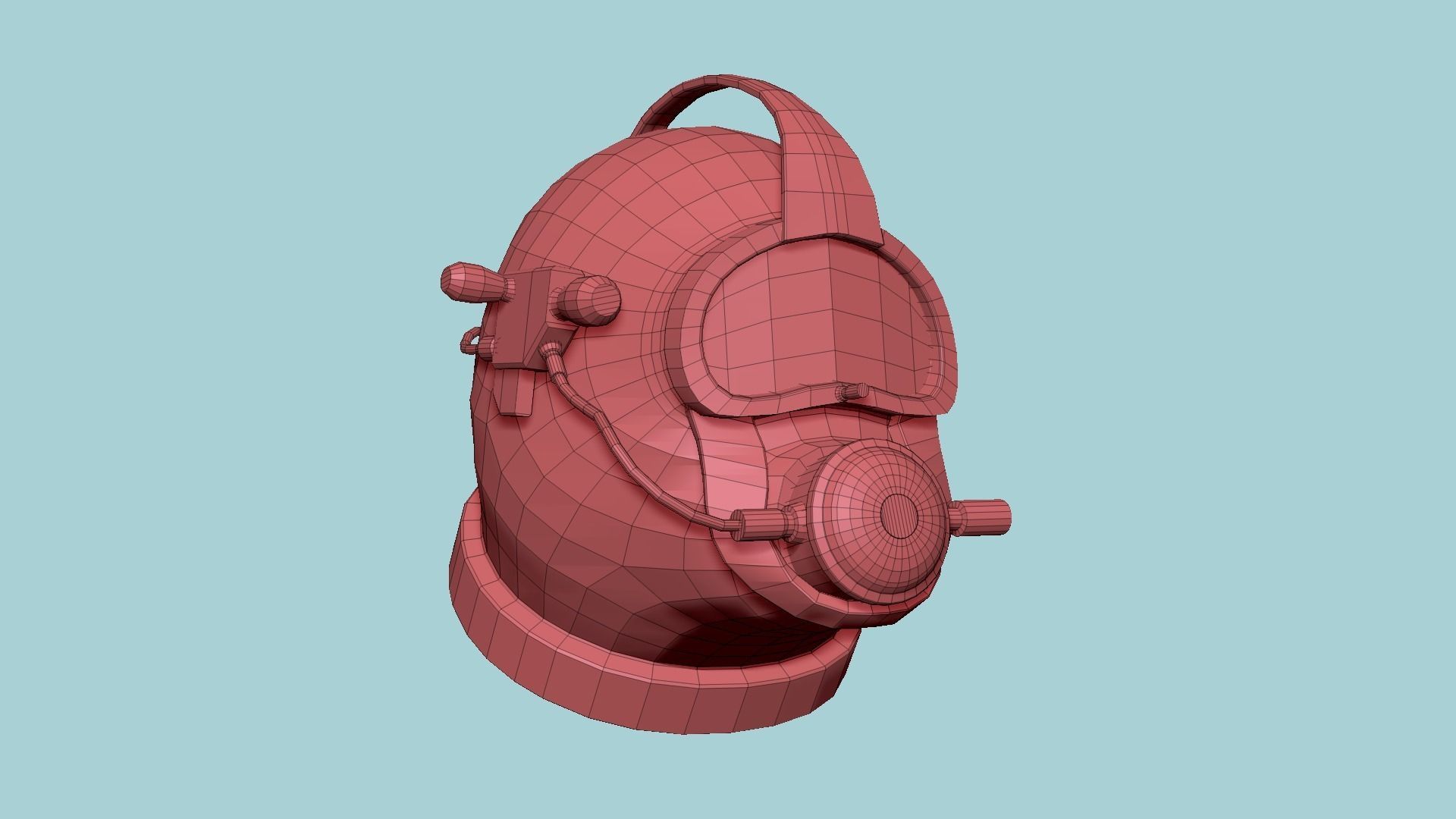 Diving Helmet B 05 Red - Character Design Fashion Low-poly 3D model_12