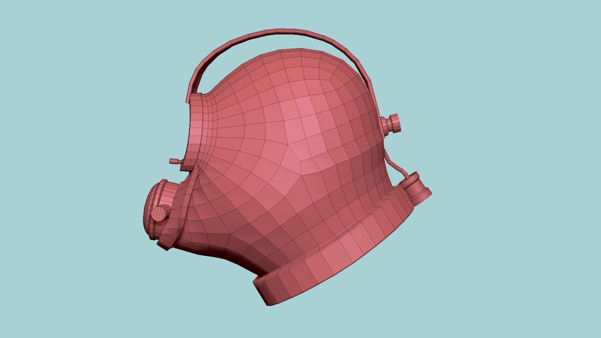 Diving Helmet B 05 Red - Character Design Fashion Low-poly 3D model_14