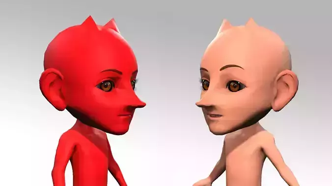 Cute Devil Cartoon 3D model Low-poly 3D model