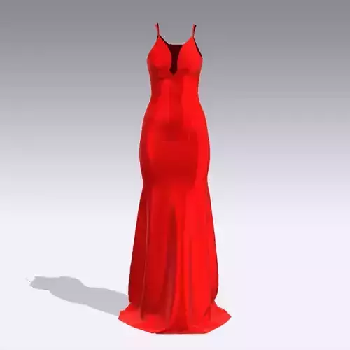 RED HEART NECKLINE DRESS LONG