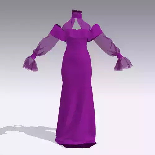 DRESS LONG PURPLE VUAL SLEVEE 
