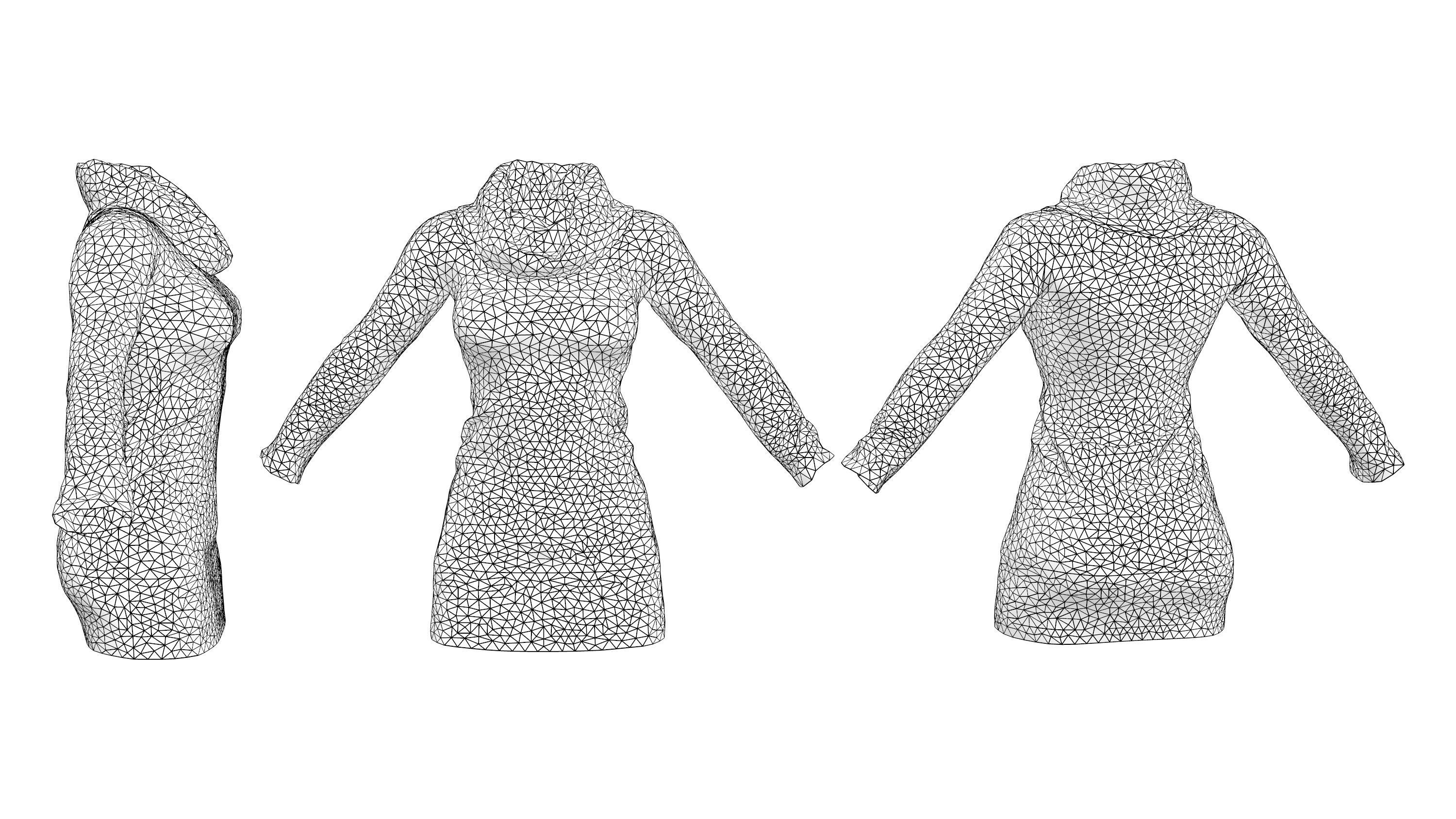 Roll Neck Sweater Dress Low-poly 3D model_6