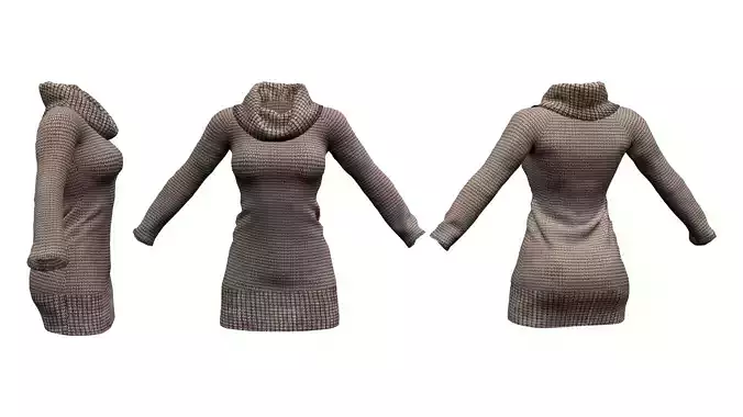 Roll Neck Sweater Dress Low-poly 3D model