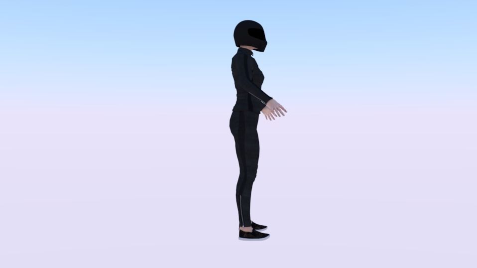 Woman Motorcyclist Low-poly 3D model_1
