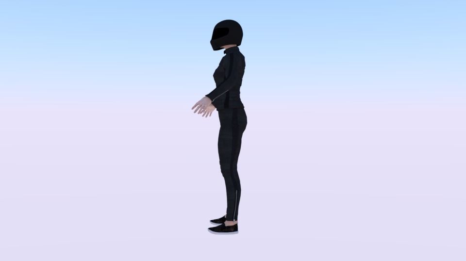 Woman Motorcyclist Low-poly 3D model_3