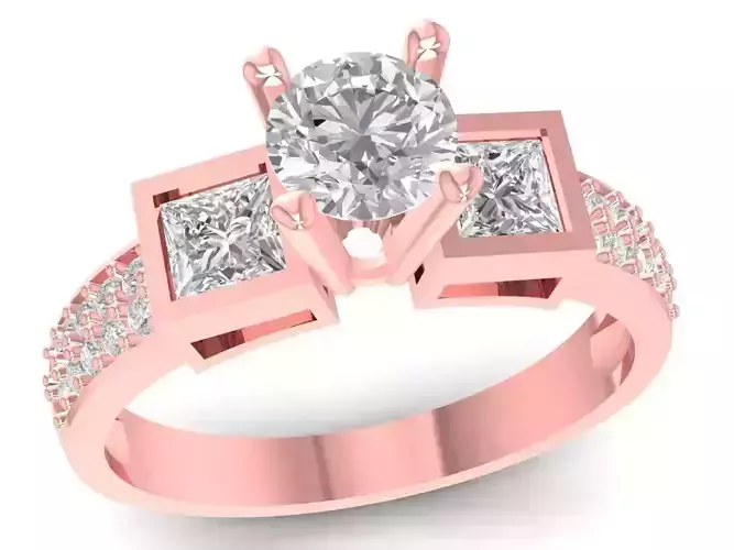 Modern Geometric Diamond Ring for Women 2902 3D print model