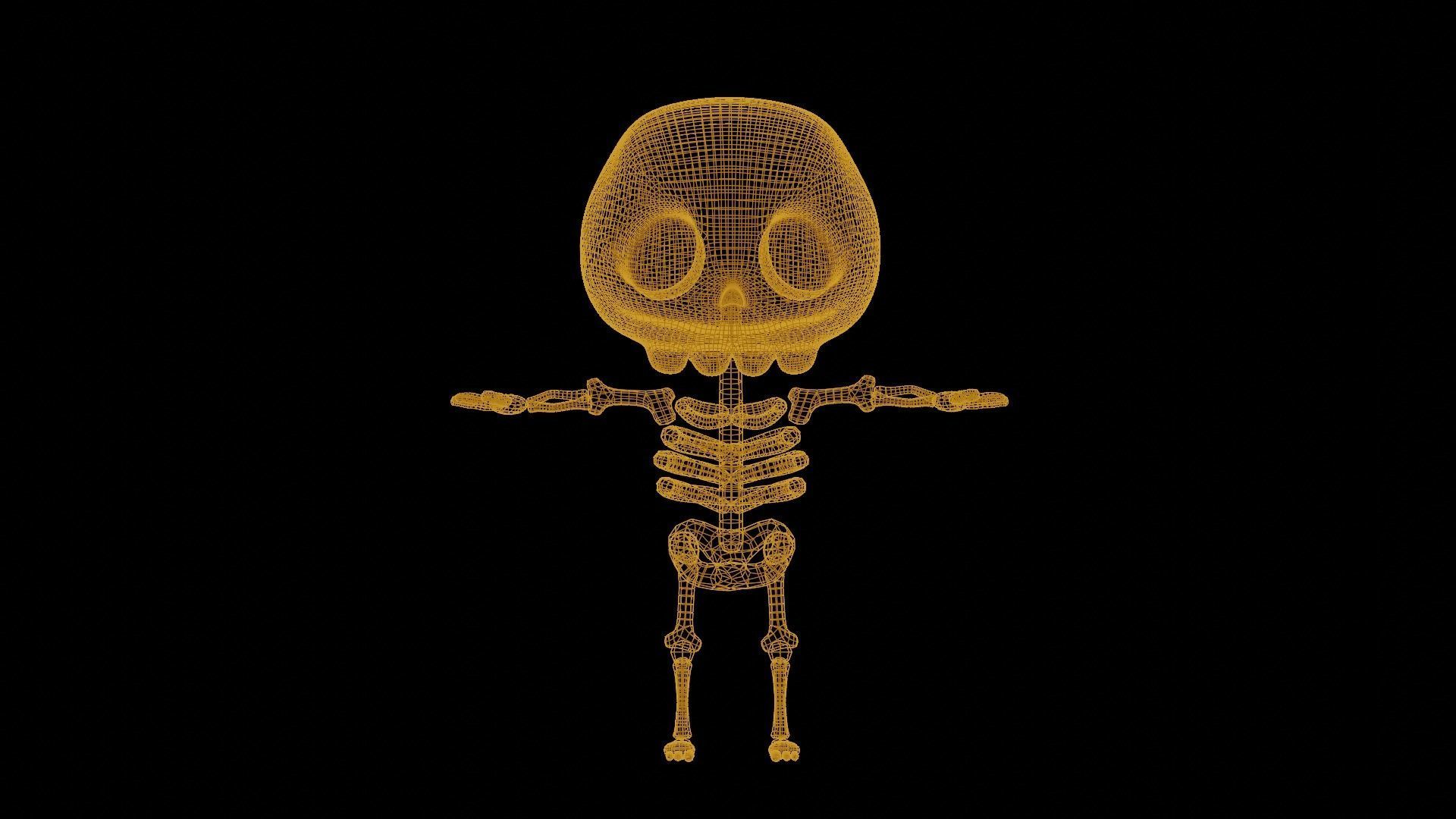 Ghost skeleton and pumkin monster Low-poly 3D model_16