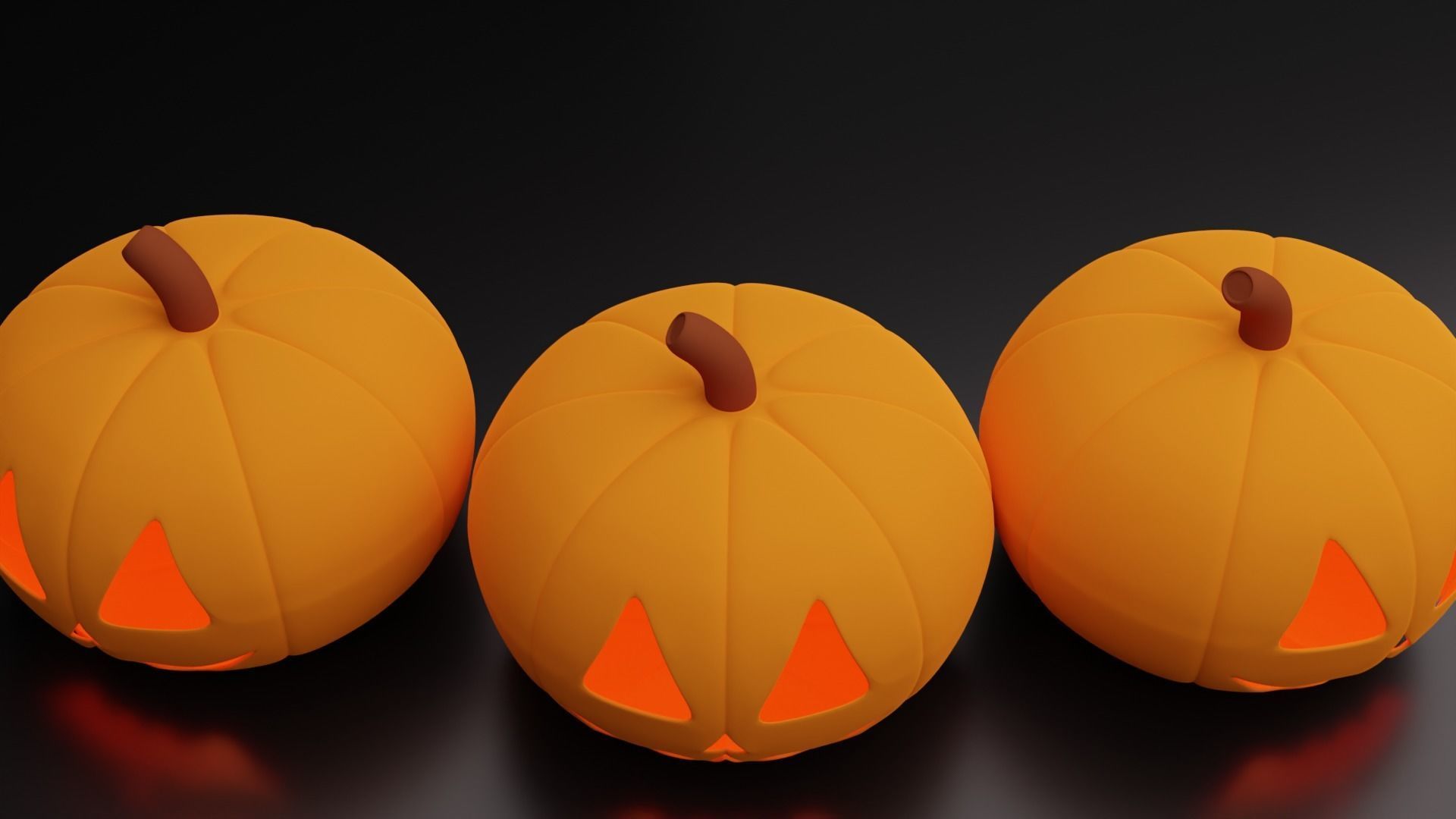 Ghost skeleton and pumkin monster Low-poly 3D model_19