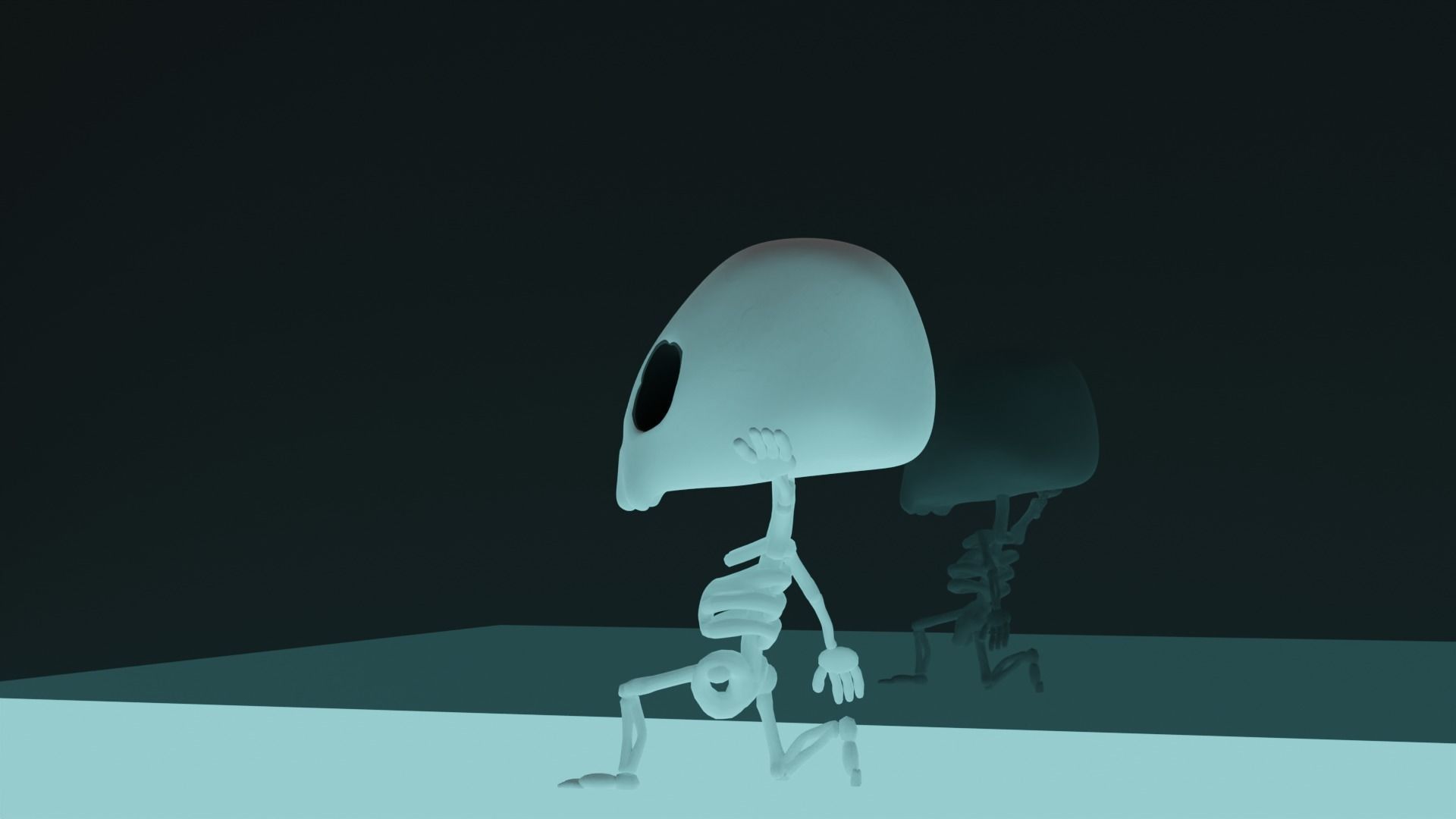 Ghost skeleton and pumkin monster Low-poly 3D model_15