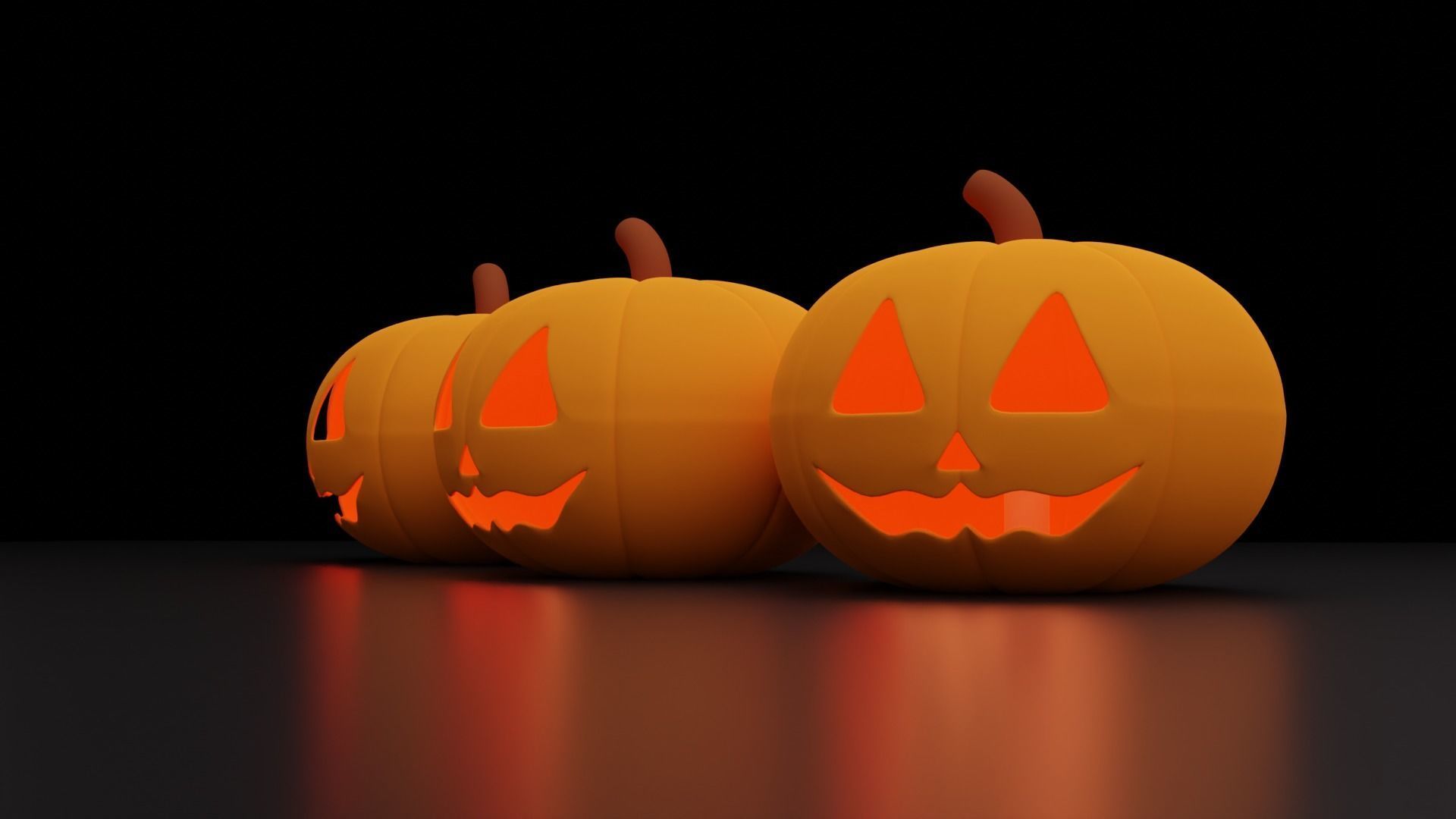 Ghost skeleton and pumkin monster Low-poly 3D model_18