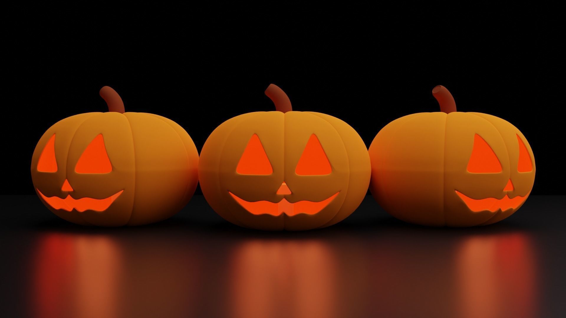 Ghost skeleton and pumkin monster Low-poly 3D model_17