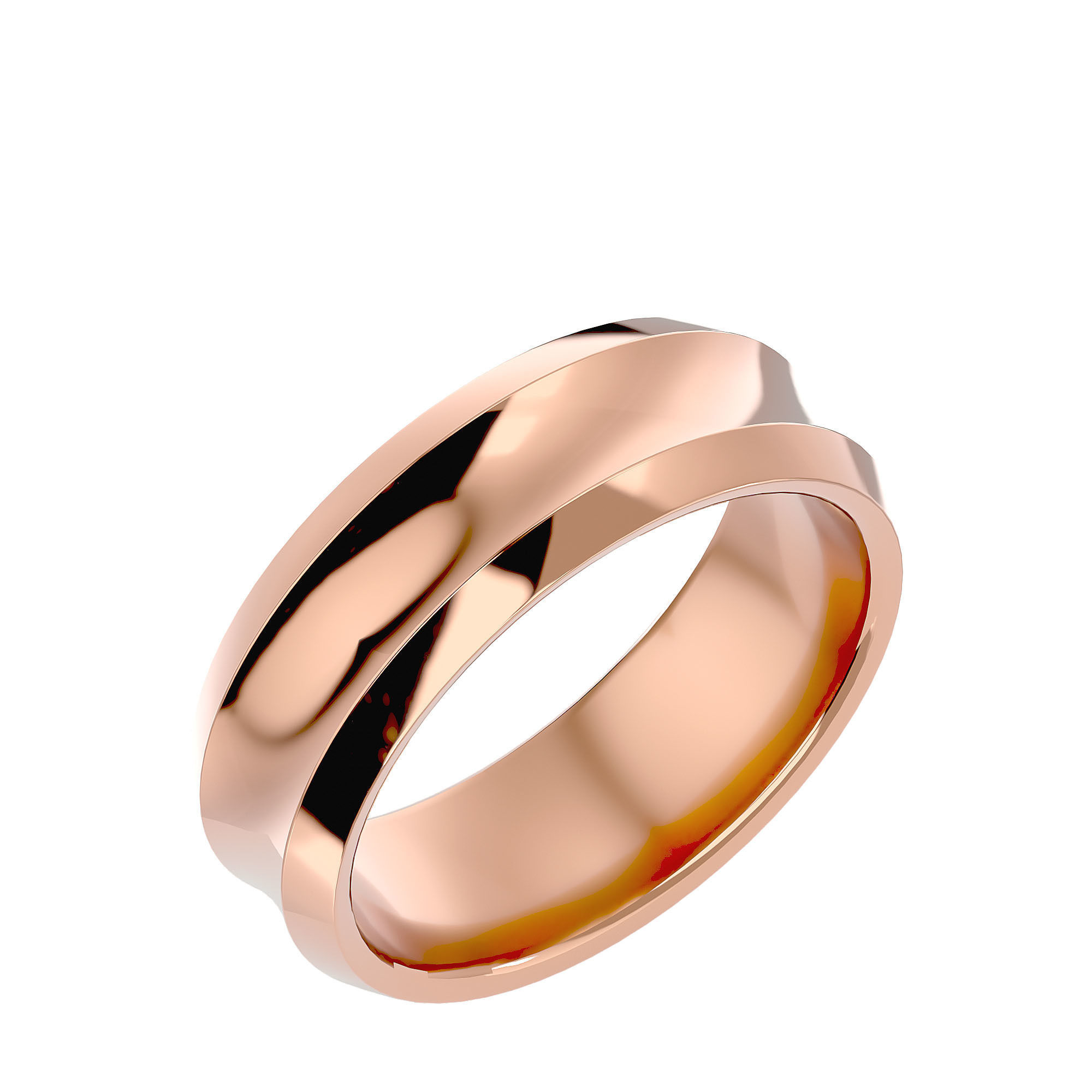 Plain Gold Wedding Engagement Band Ring with 360 Animation 3D print model_11